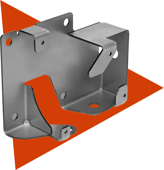 A metal bracket with two holes for the bottom of the box.